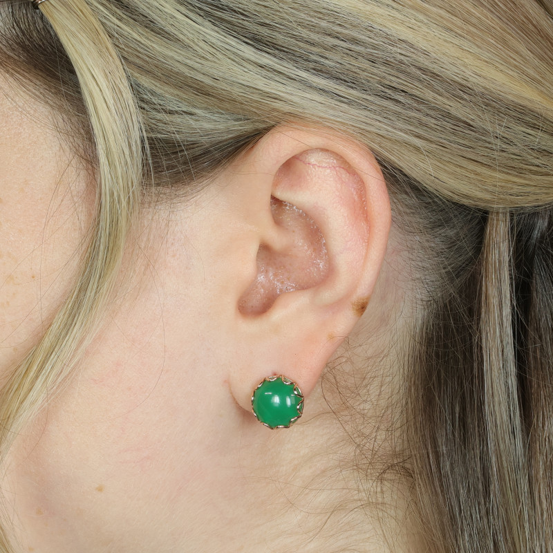 Серьги из серебра с искусственным нефритом