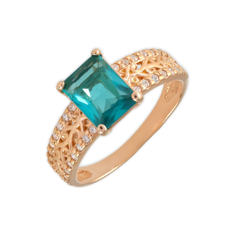 Кольцо из серебра с алпанитом и фианитами