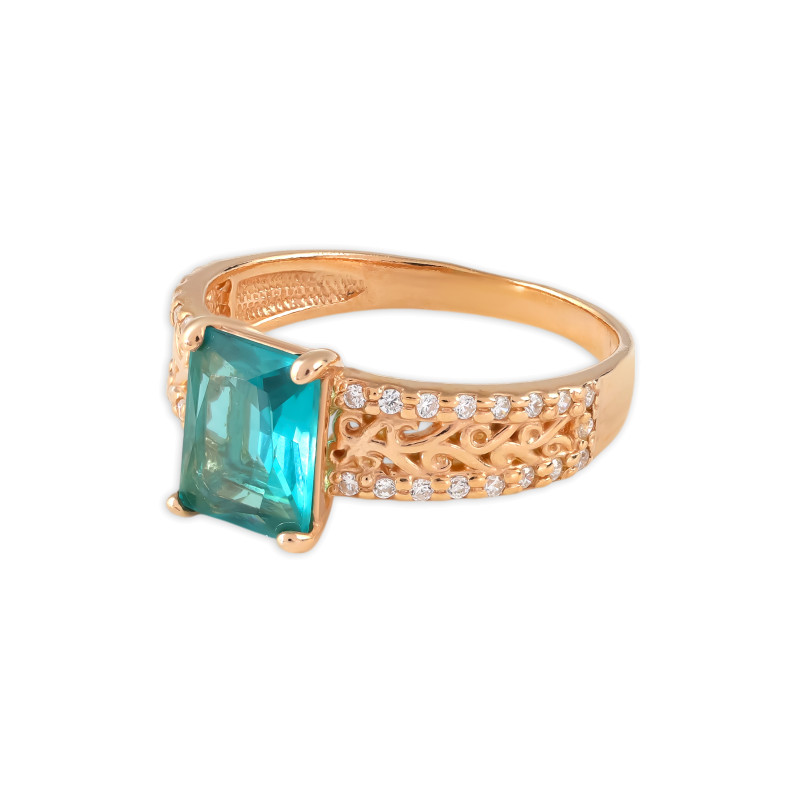 Кольцо из серебра с алпанитом и фианитами