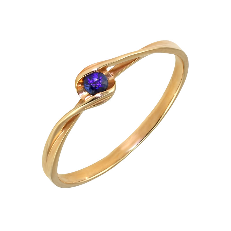 Серебряное кольцо с сапфиром и позолотой