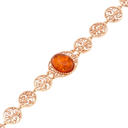 Браслет позолоченный с янтарём