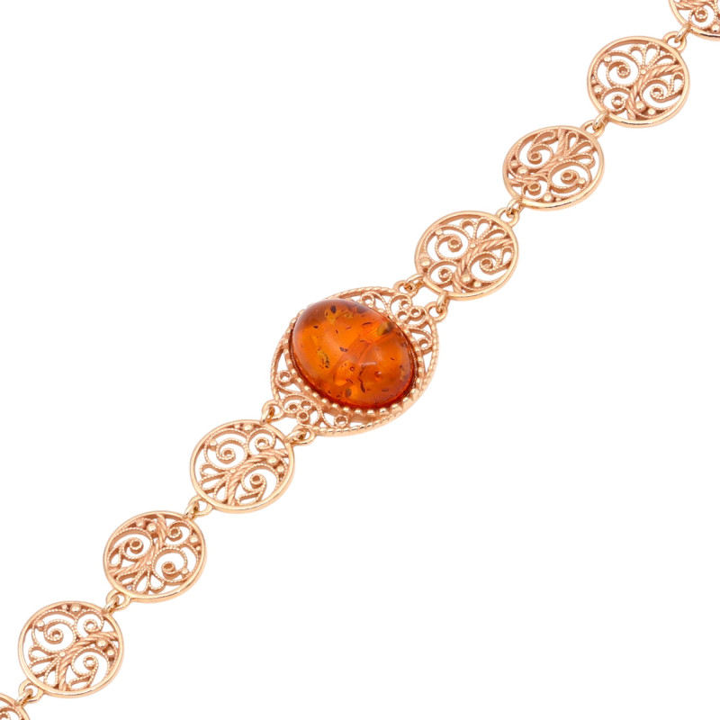 Браслет позолоченный с янтарём