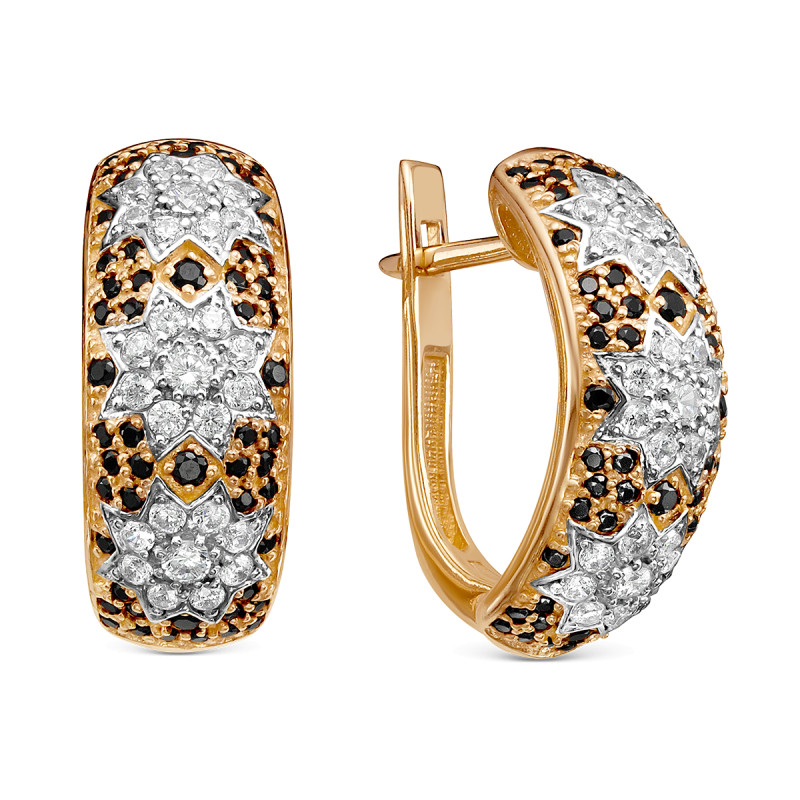 Серьги позолоченные с фианитами