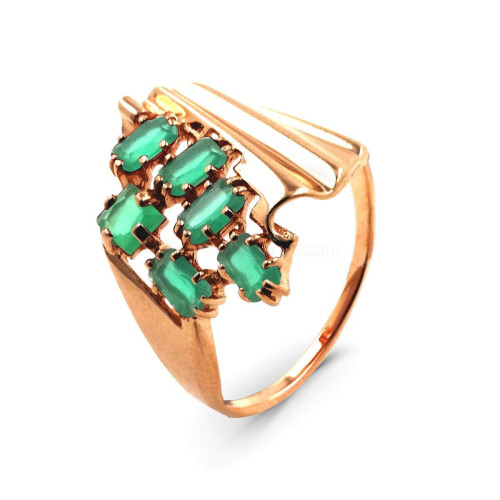 Позолоченное кольцо из серебра с кварцем