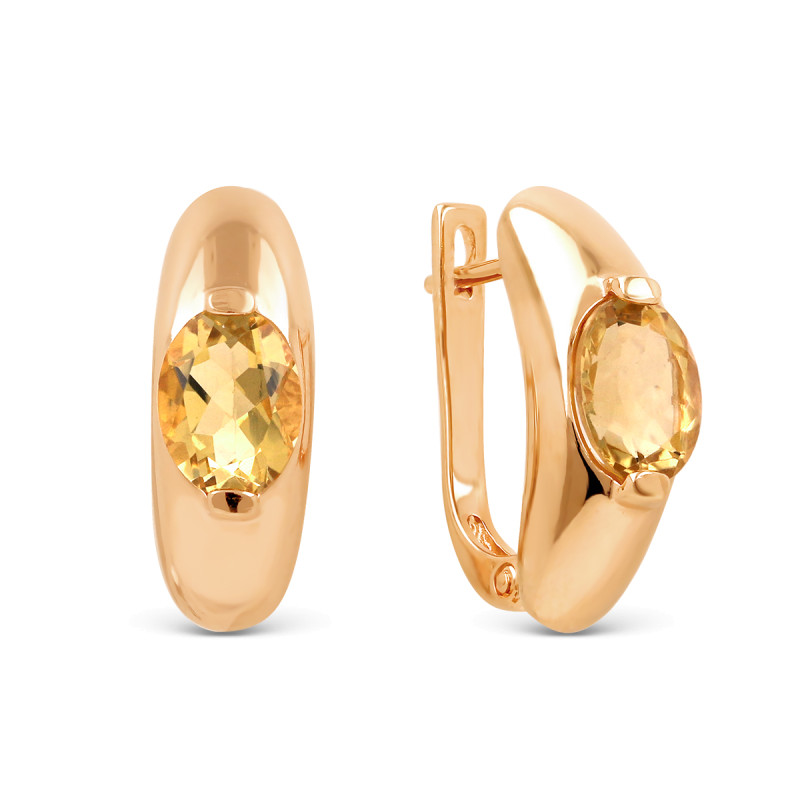 Серьги с натуральным цитрином