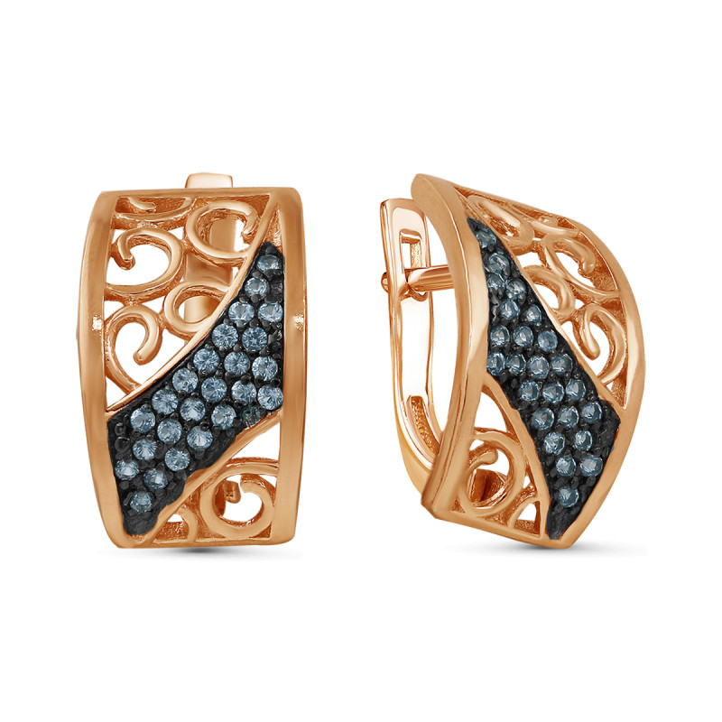 Серьги позолоченные с фианитами