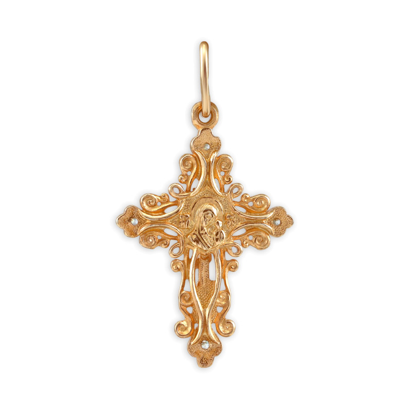 Крест из серебра позолоченный с фианитами