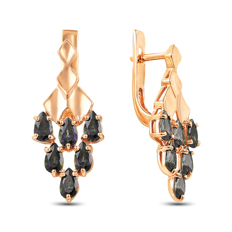 Серьги позолоченные с кварцем