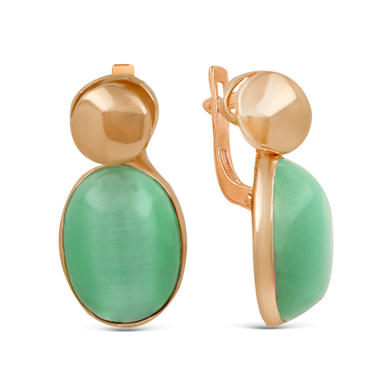 Серьги позолоченные с кварцем