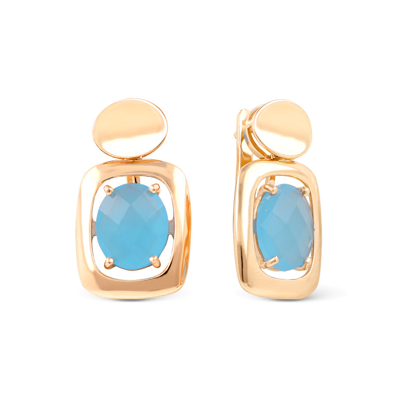 Серьги позолоченные с кварцем