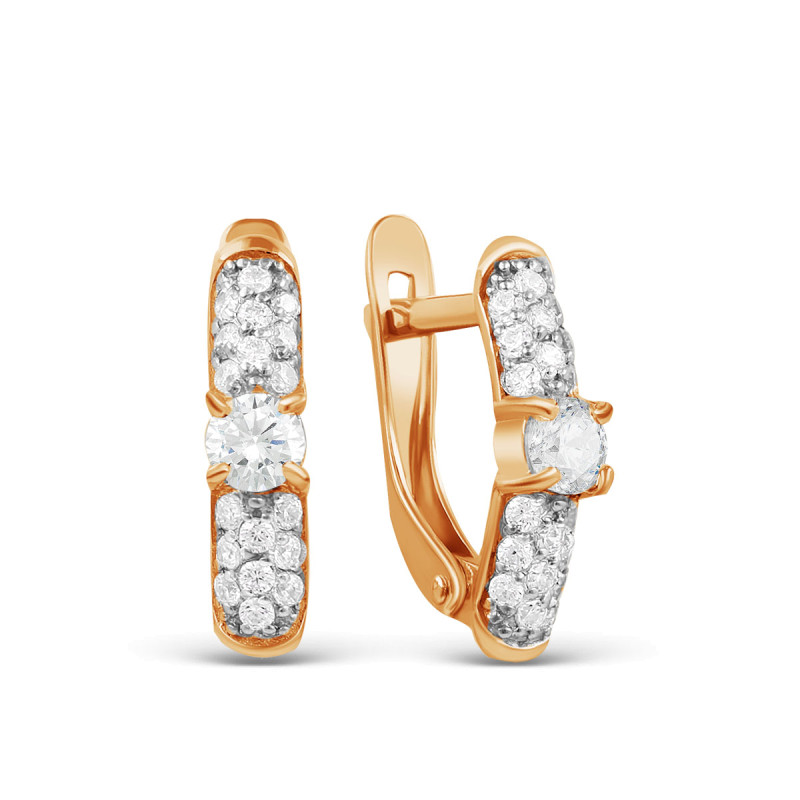 Серьги позолоченные с фианитами