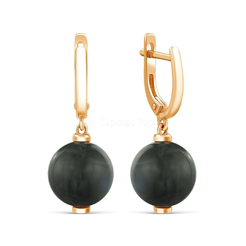 Серьги позолоченные с лабрадоритом