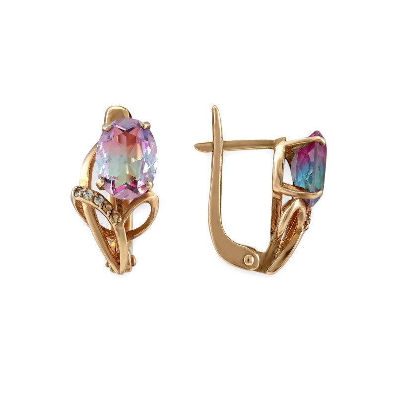 Серьги с турмалинами и фианитами