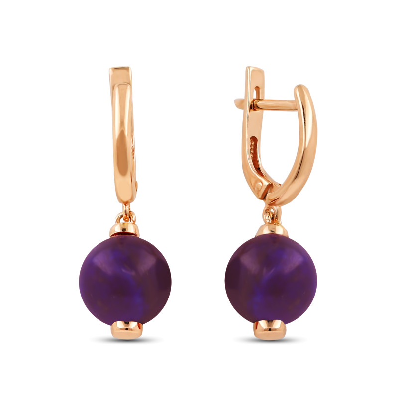 Серьги позолоченные с аметистом