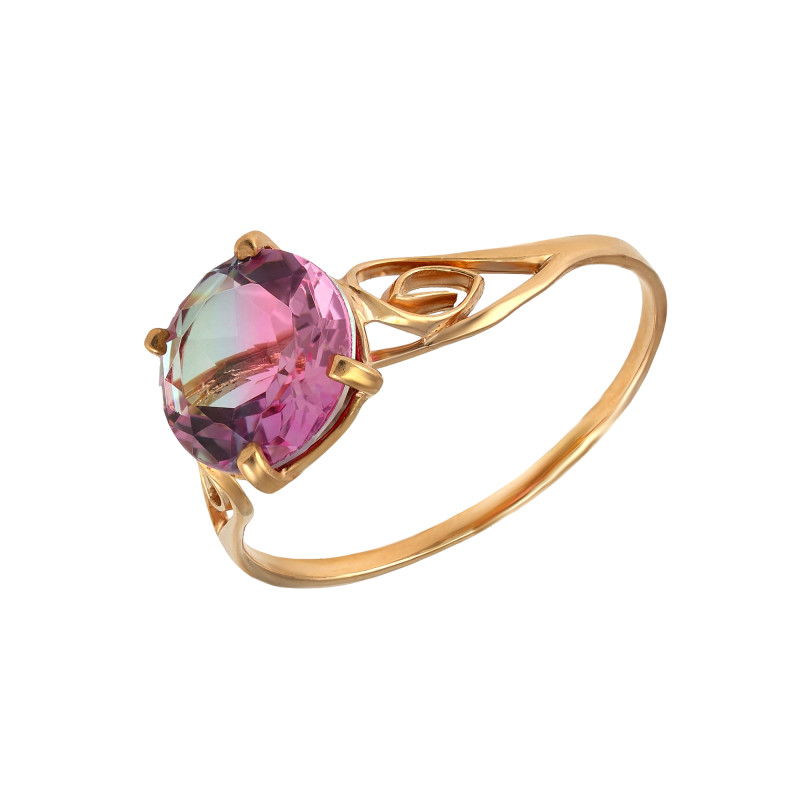 Кольцо позолоченное с турмалином