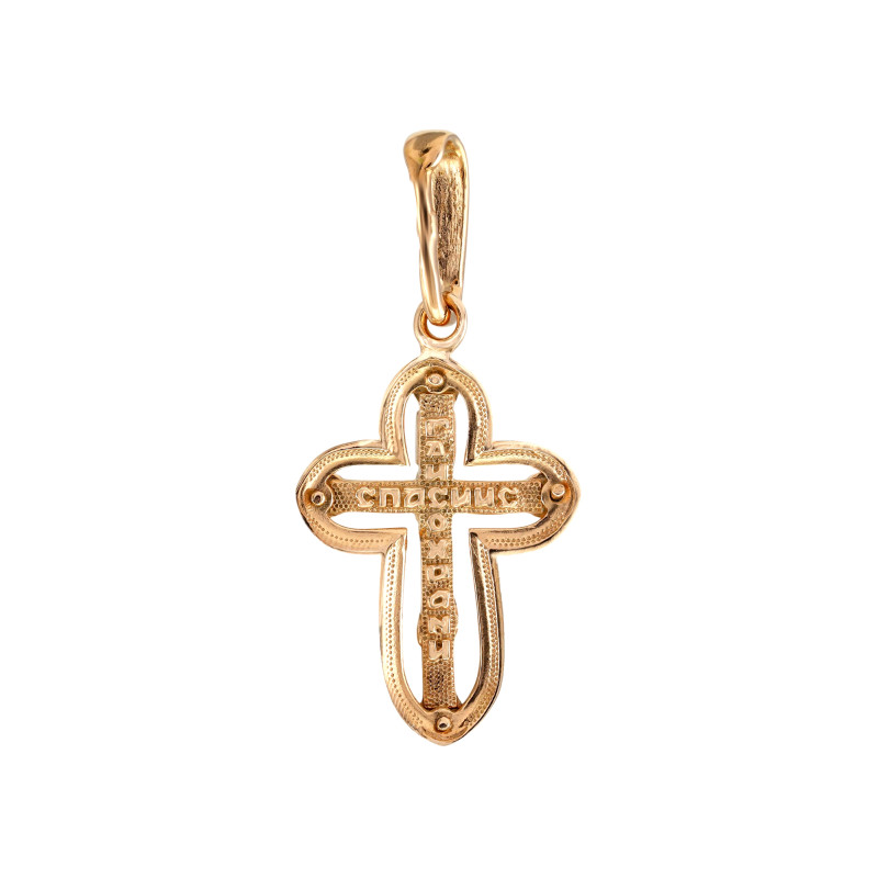 Крестик позолоченный из серебра с бриллиантами