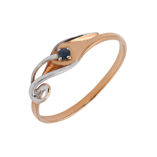 кольцо позолоченное из серебра с сапфиром