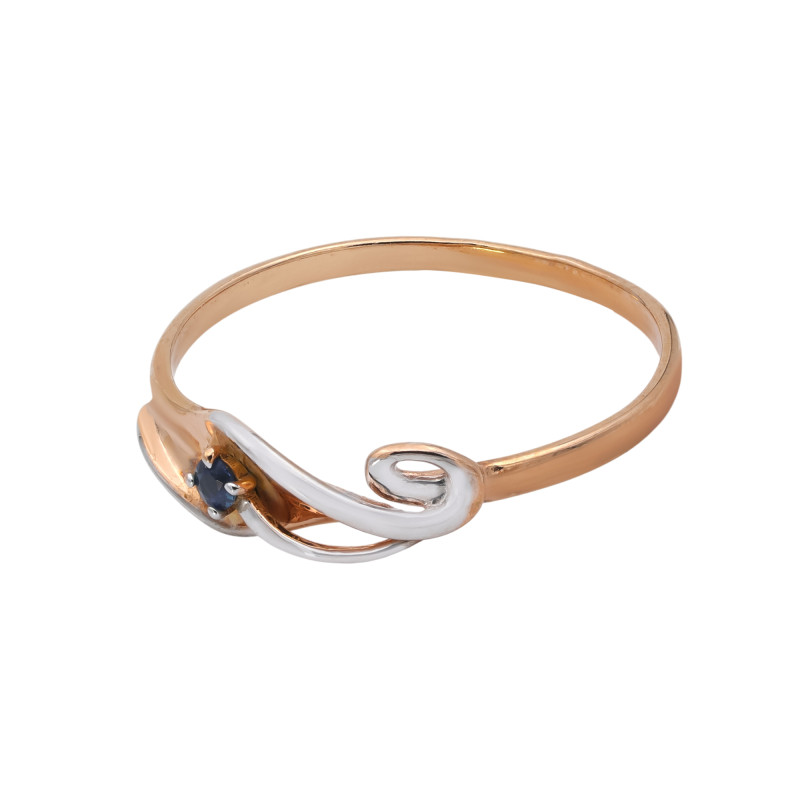 кольцо позолоченное из серебра с сапфиром