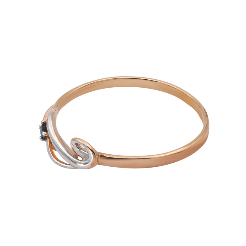 кольцо позолоченное из серебра с сапфиром