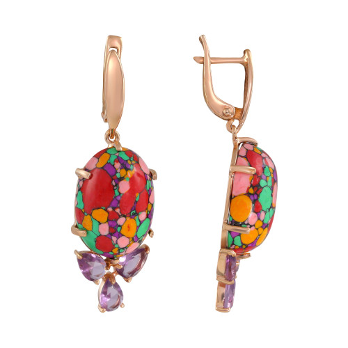 Серьги из серебра с искусственным ониксом