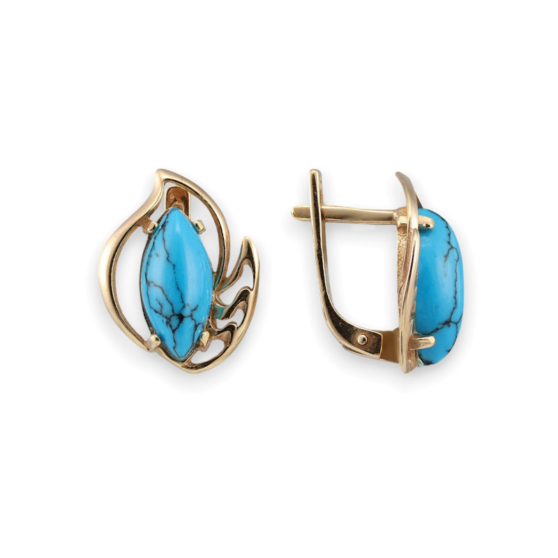 Серьги с бирюзой и позолотой