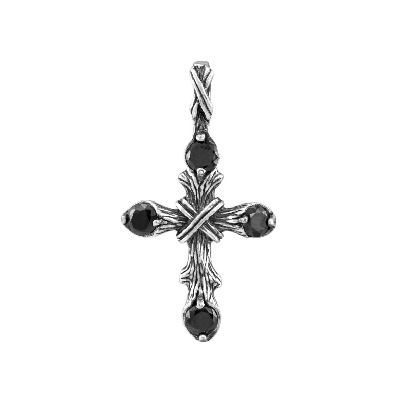 Серебряный крестик с кварцем