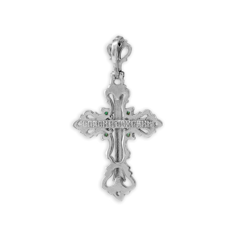 Серебряный крест с изумрудами