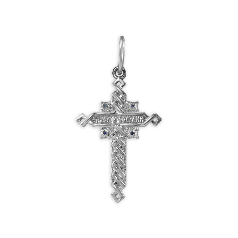 Крест из серебра с сапфирами