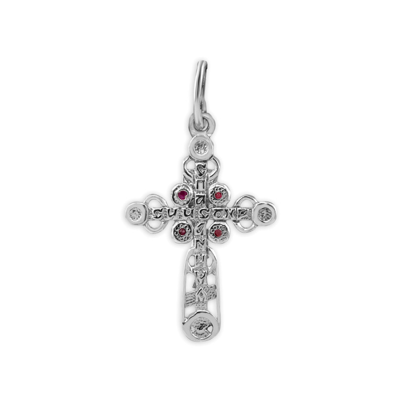 Крест из серебра с рубинами