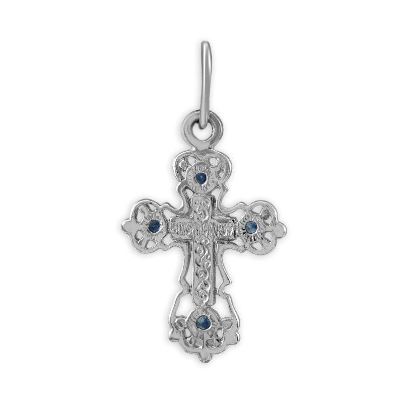 Крест из серебра с сапфирами