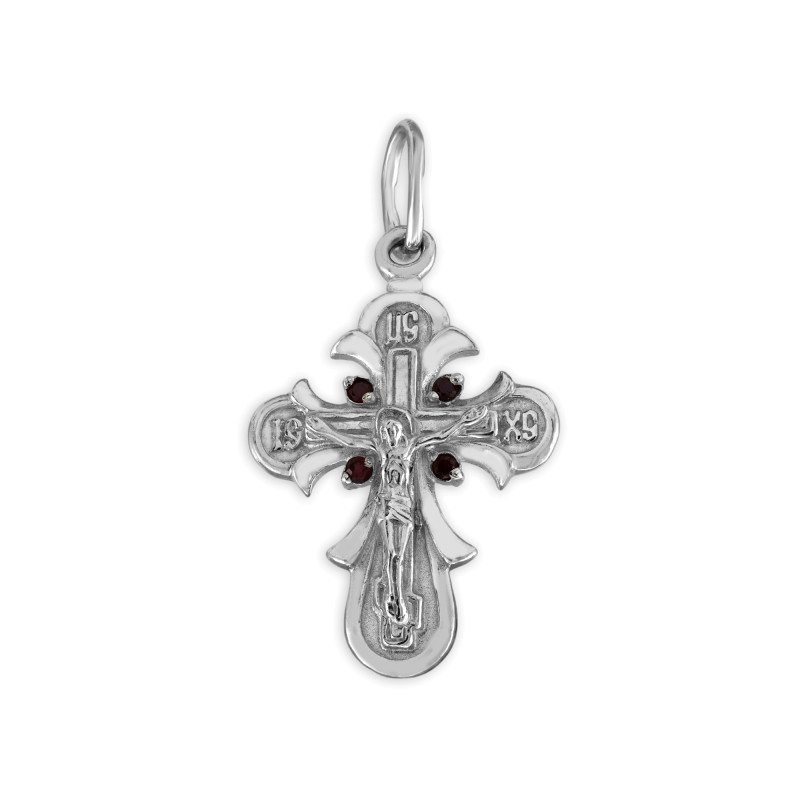 Серебряный крест с рубинами