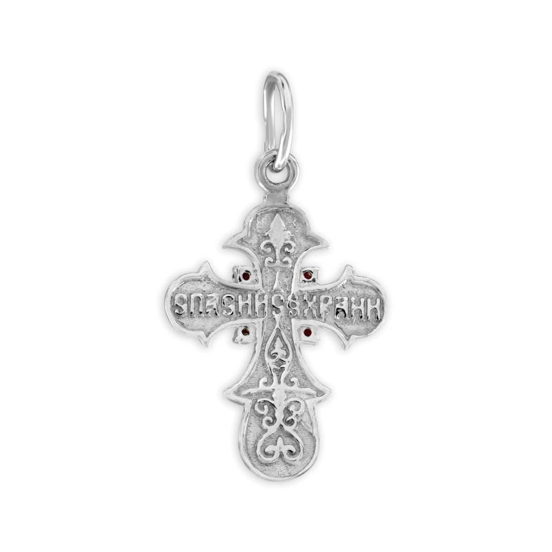 Серебряный крест с рубинами