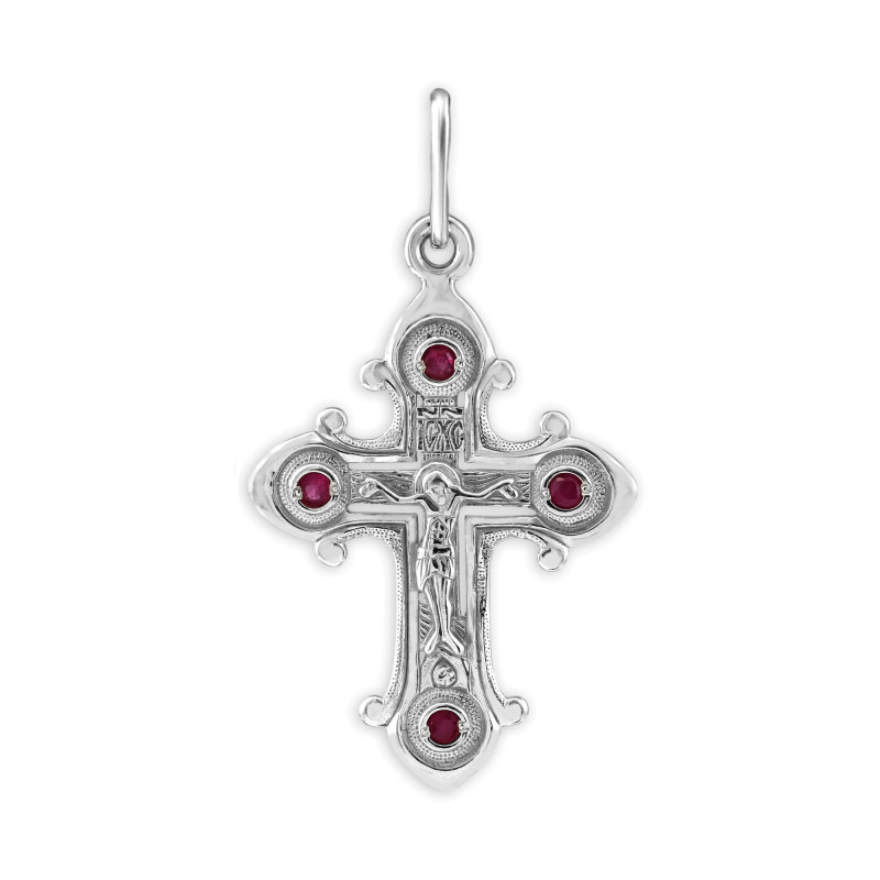 Серебряный крест с рубинами