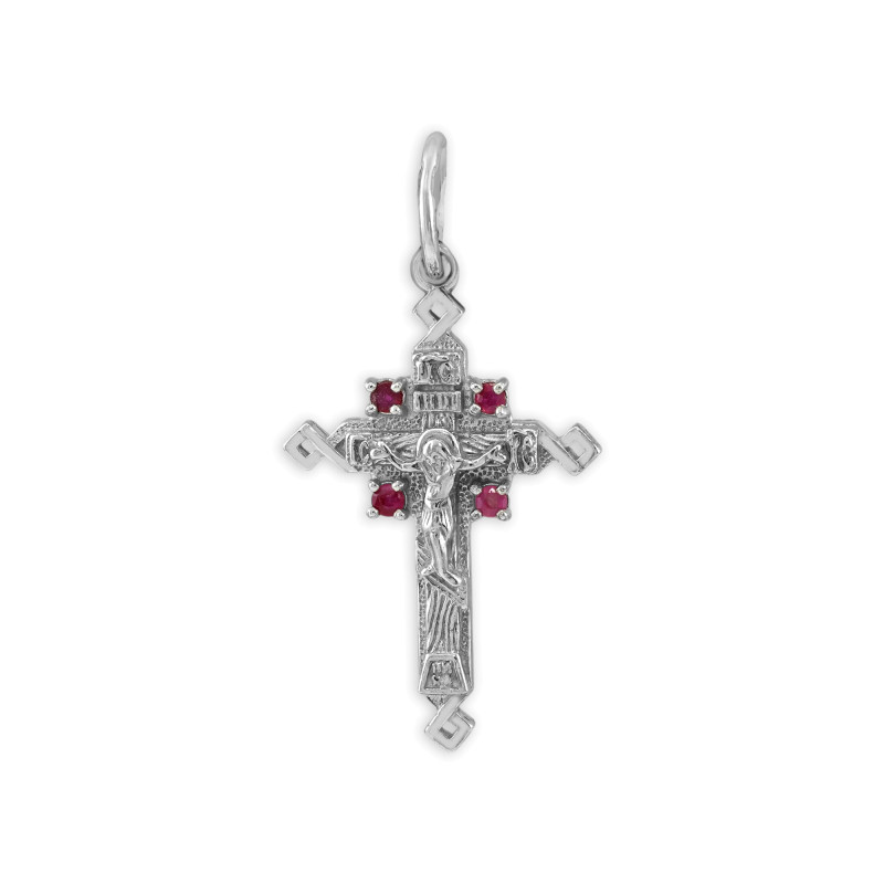 Серебряный крест с рубинами