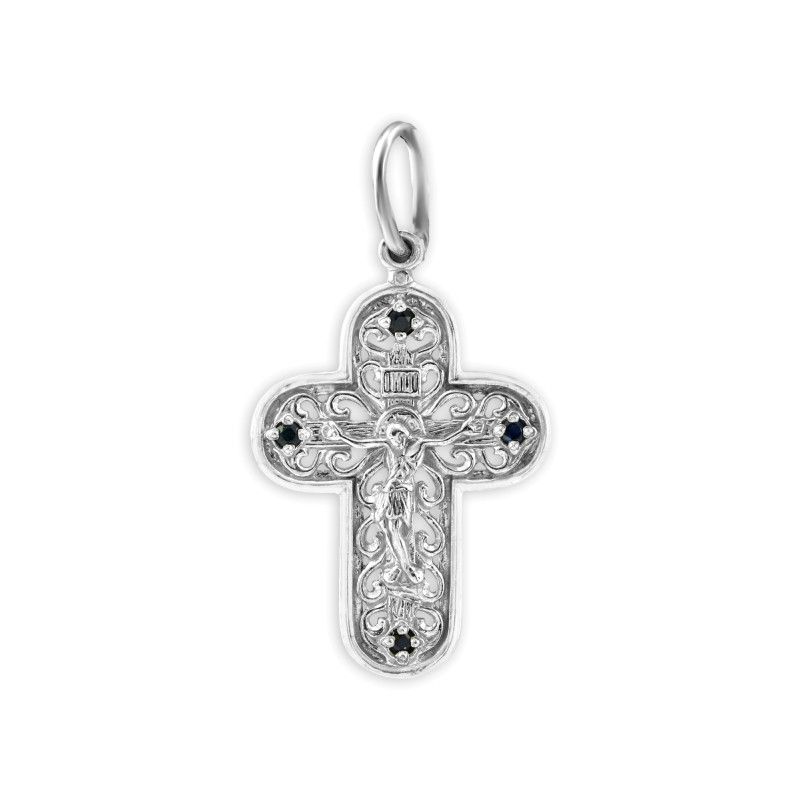 Серебряный крест с сапфирами