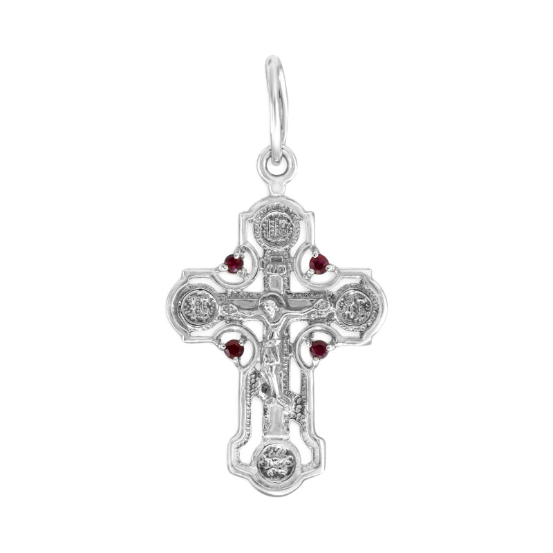 Серебряный крест с рубинами