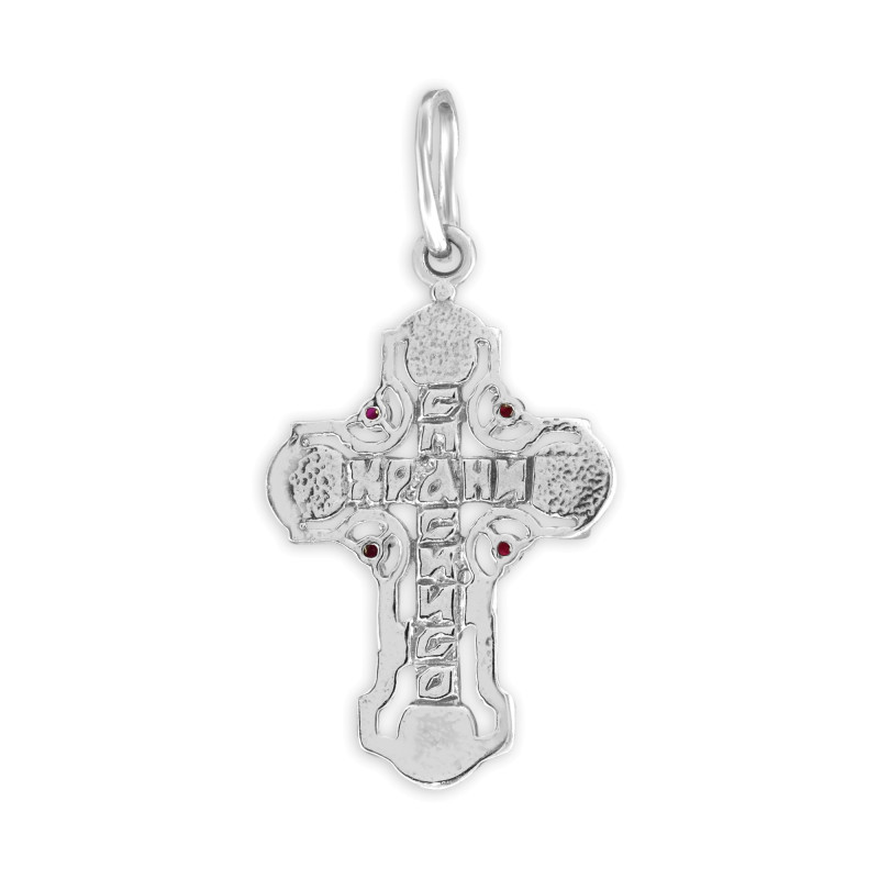 Серебряный крест с рубинами