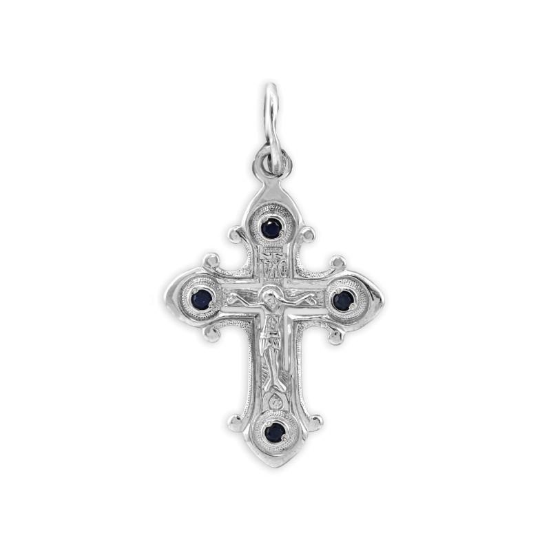 Крест из серебра с сапфирами