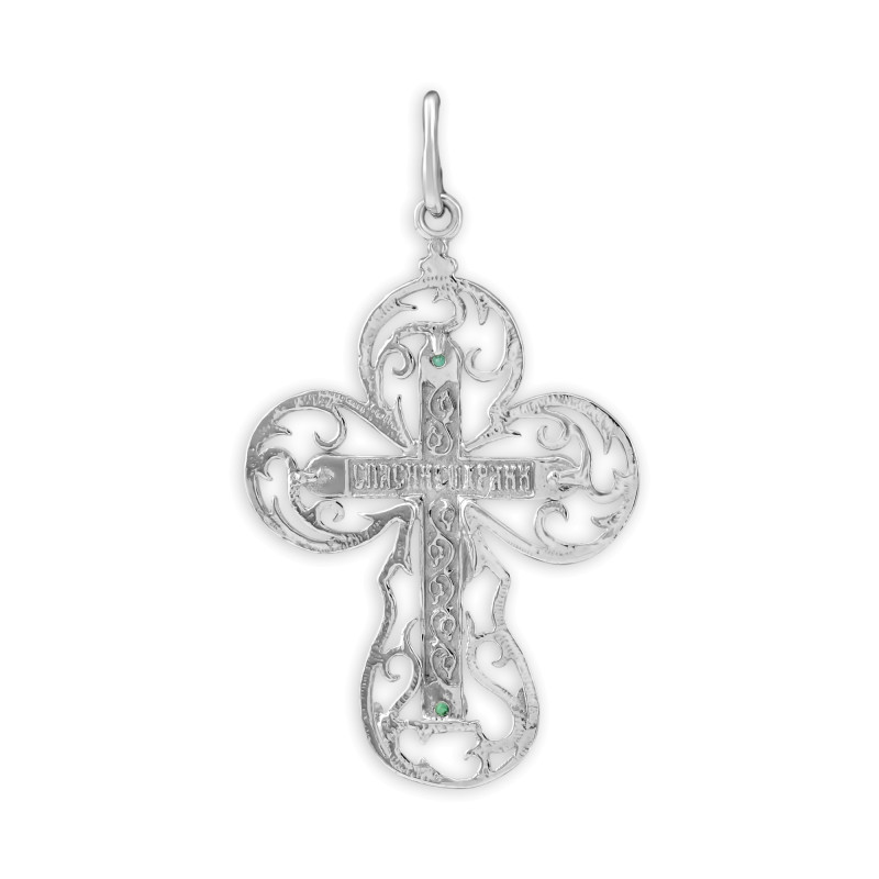 Серебряный крест с изумрудами