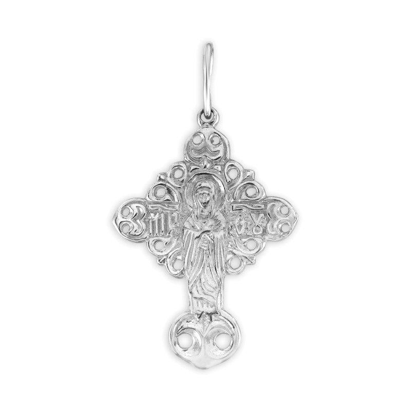 Серебряный крест с сапфирами