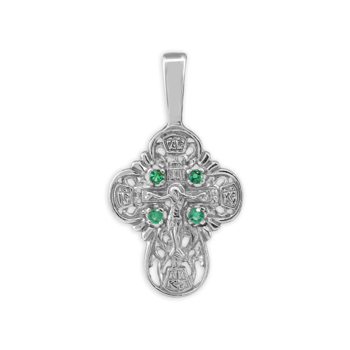 Серебряный крест с изумрудами