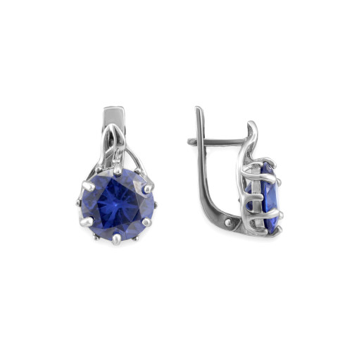 Серьги из серебра с искусственным танзанитом 