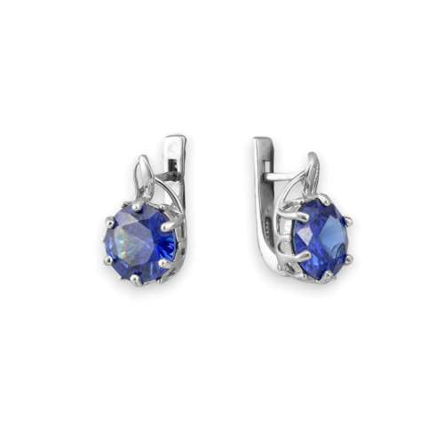 Серьги из серебра с искусственным танзанитом 
