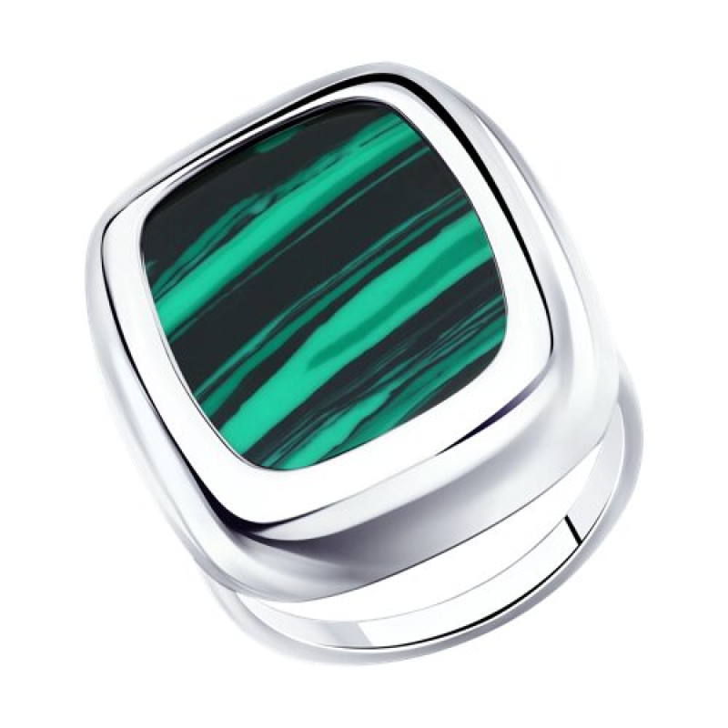 Кольцо с синтетическим малахитом