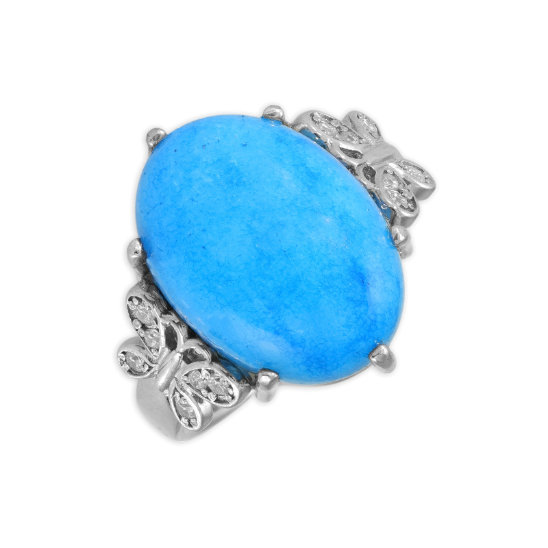 Серебряное кольцо с халцедоном и фианитом