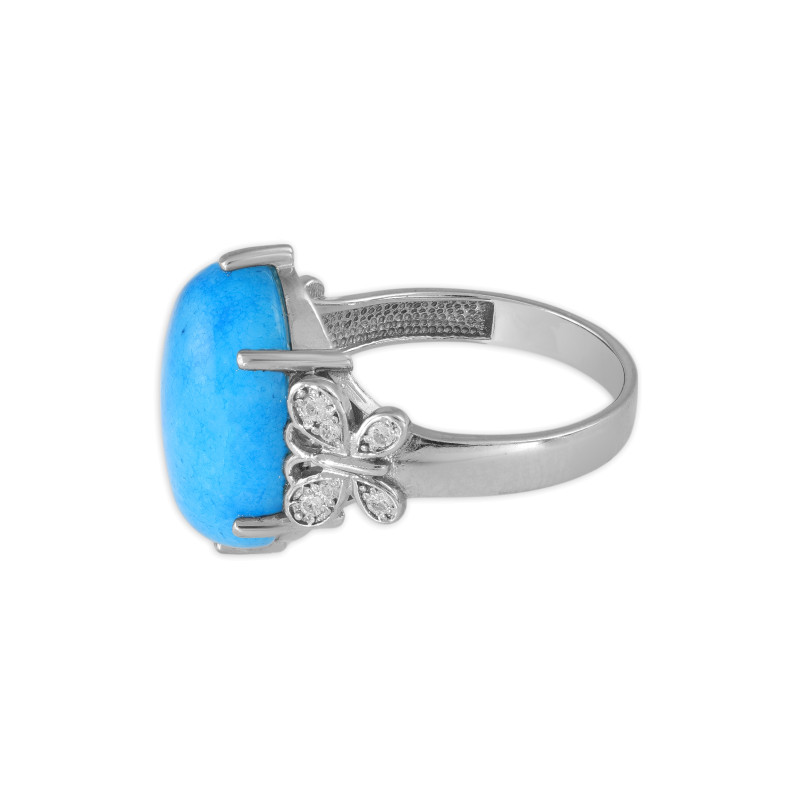 Серебряное кольцо с халцедоном и фианитом