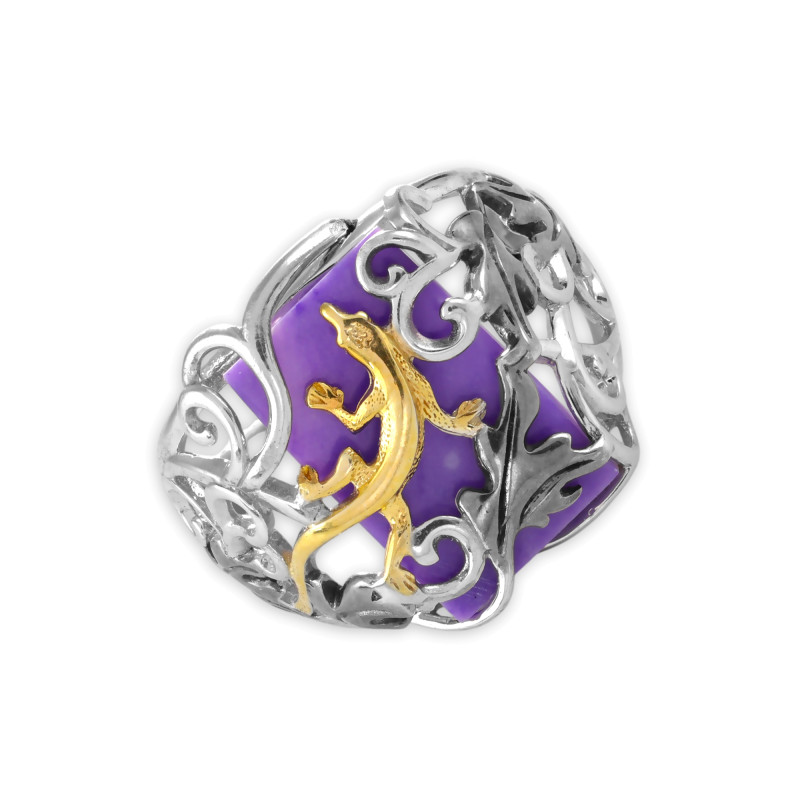 Кольцо серебряное с чароитом