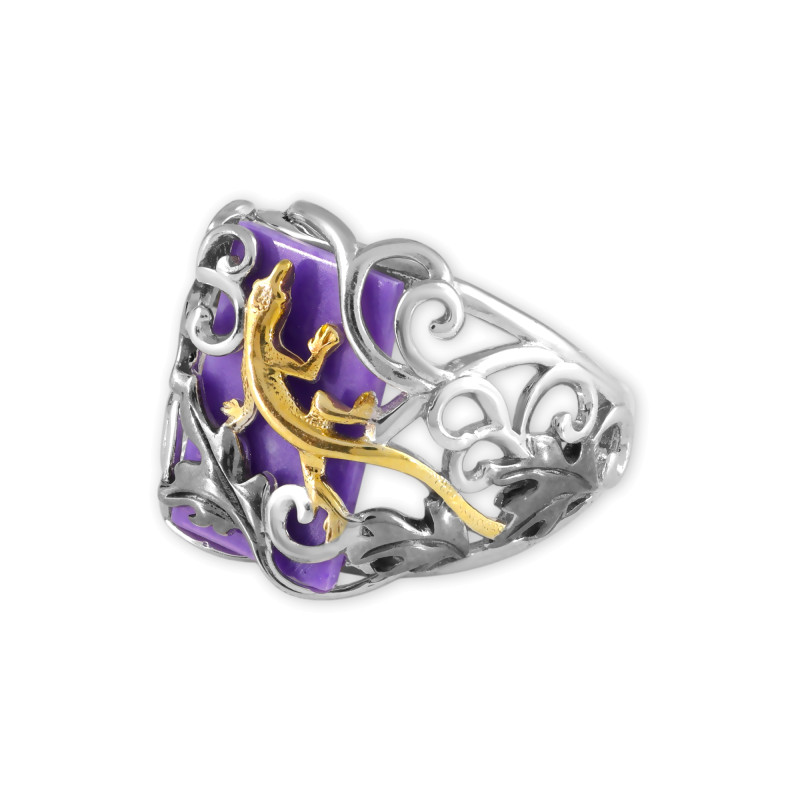 Кольцо серебряное с чароитом