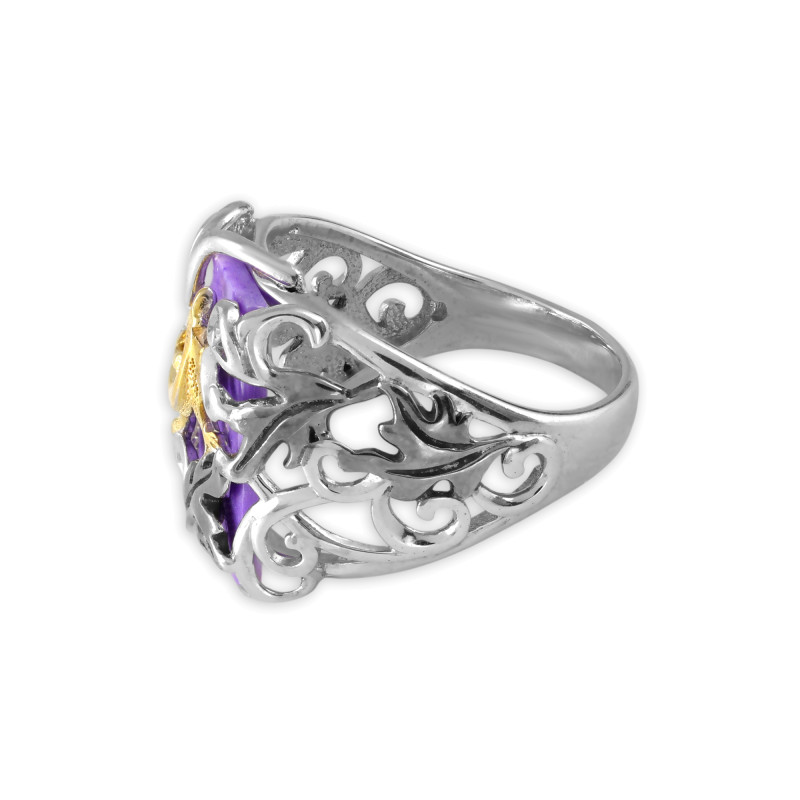 Кольцо серебряное с чароитом