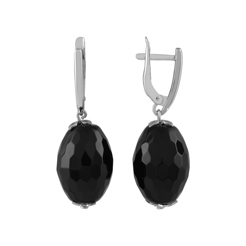 Серьги из серебра с ониксом